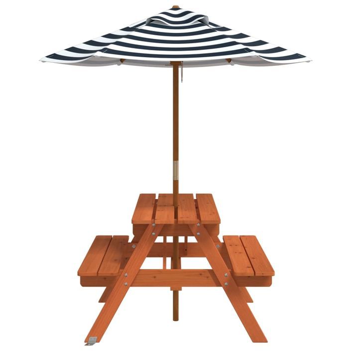 Table de pique-nique pour 4 enfants avec parasol bois de sapin - Photo n°4