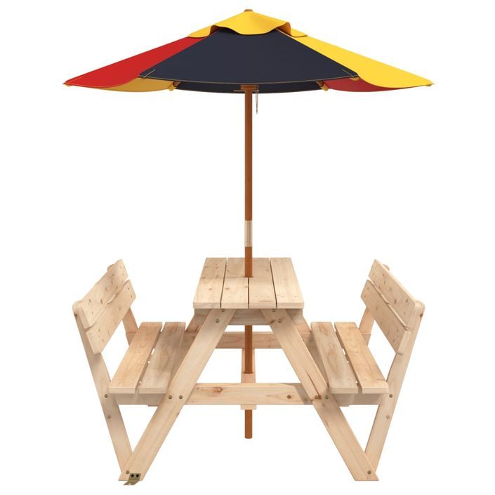 Table de pique-nique pour 4 enfants avec parasol bois de sapin - Photo n°4