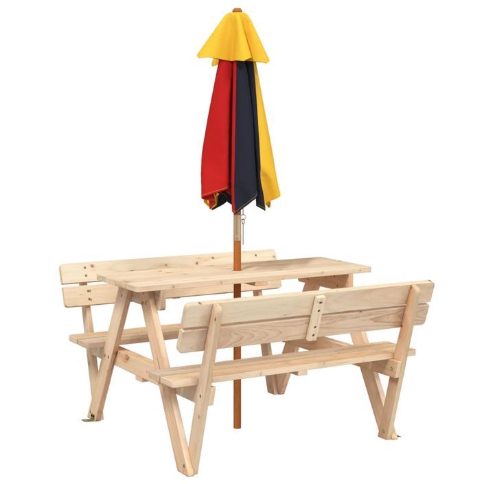 Table de pique-nique pour 4 enfants avec parasol bois de sapin - Photo n°6