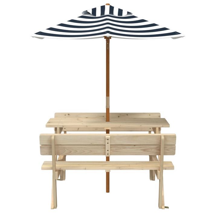 Table de pique-nique pour 4 enfants avec parasol bois de sapin - Photo n°3