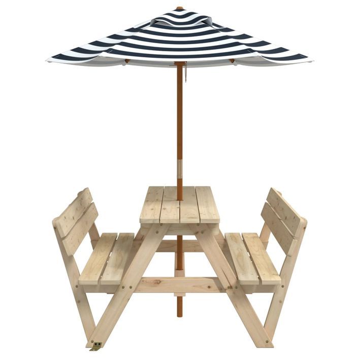 Table de pique-nique pour 4 enfants avec parasol bois de sapin - Photo n°4