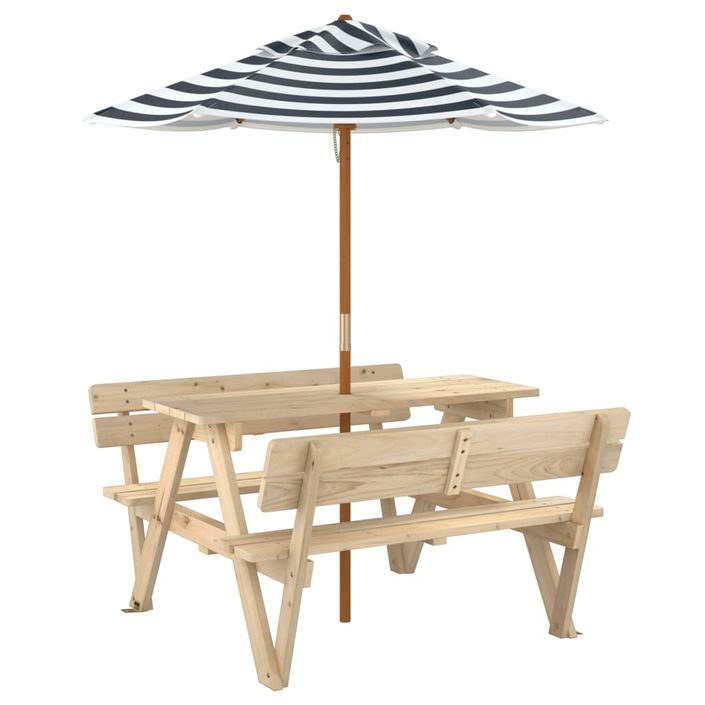 Table de pique-nique pour 4 enfants avec parasol bois de sapin - Photo n°5