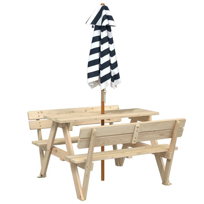 Table de pique-nique pour 4 enfants avec parasol bois de sapin - Photo n°6