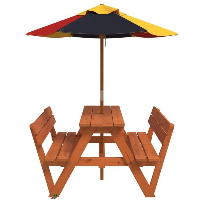 Table de pique-nique pour 4 enfants avec parasol bois de sapin - Photo n°4