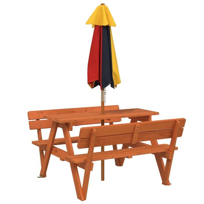 Table de pique-nique pour 4 enfants avec parasol bois de sapin - Photo n°6