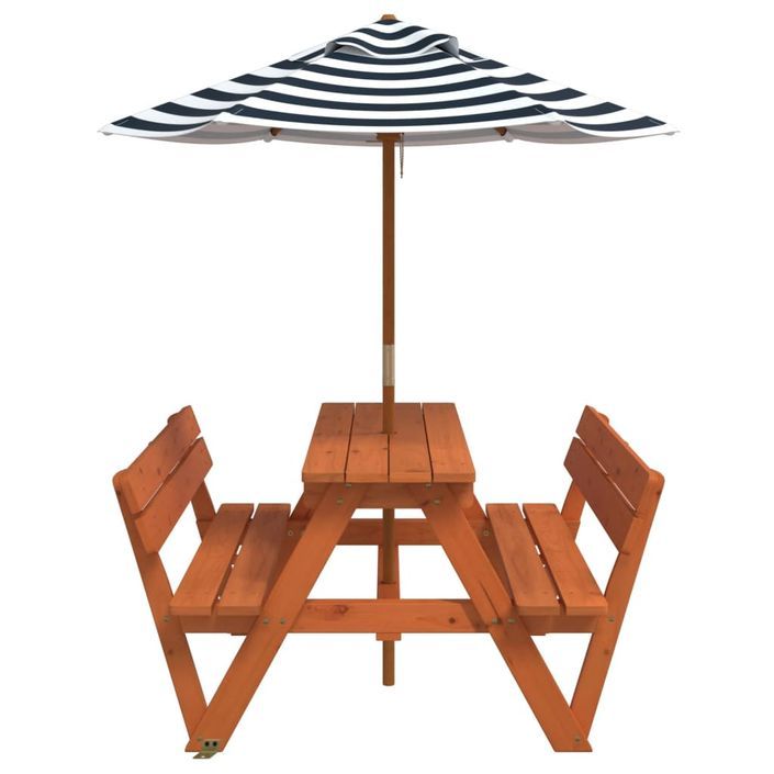 Table de pique-nique pour 4 enfants avec parasol bois de sapin - Photo n°4