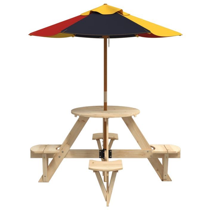 Table de pique-nique pour 4 enfants avec parasol rond sapin - Photo n°4