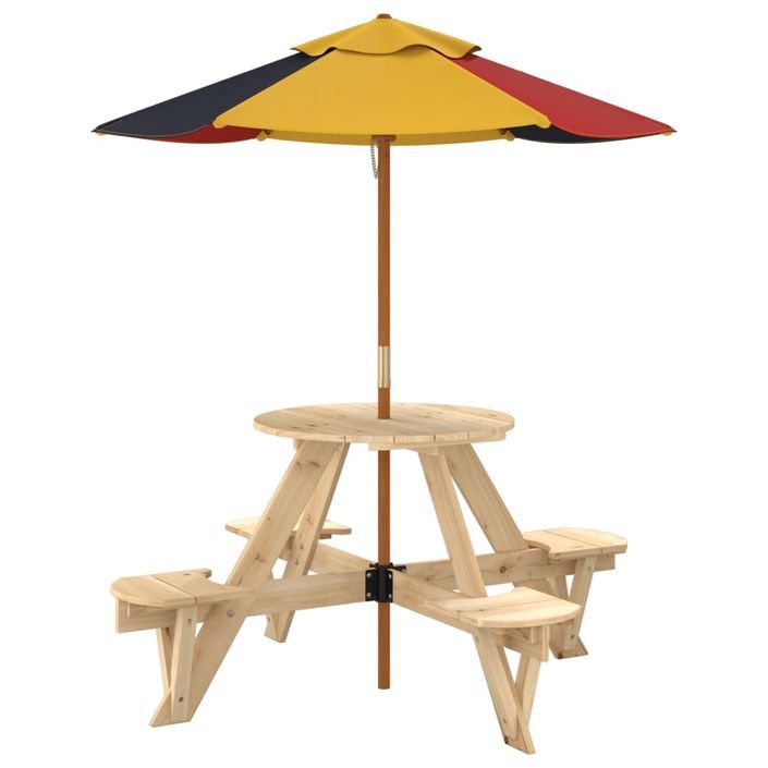 Table de pique-nique pour 4 enfants avec parasol rond sapin - Photo n°5