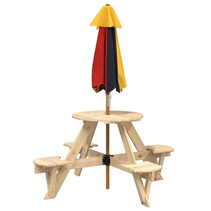 Table de pique-nique pour 4 enfants avec parasol rond sapin - Photo n°6