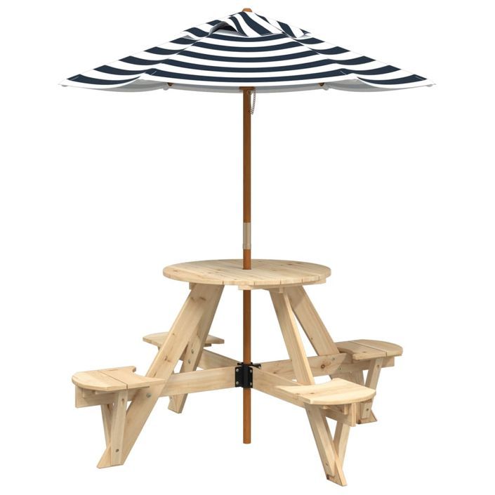 Table de pique-nique pour 4 enfants avec parasol rond sapin - Photo n°2