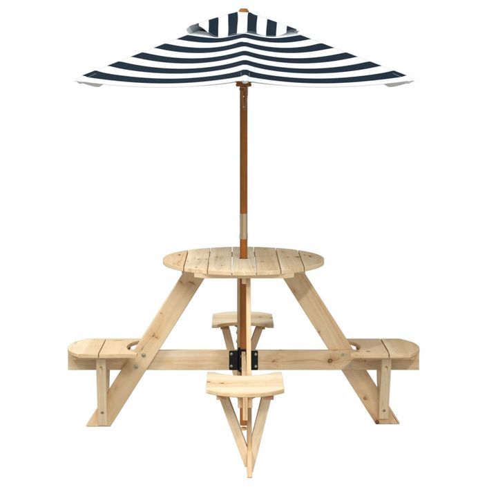 Table de pique-nique pour 4 enfants avec parasol rond sapin - Photo n°3