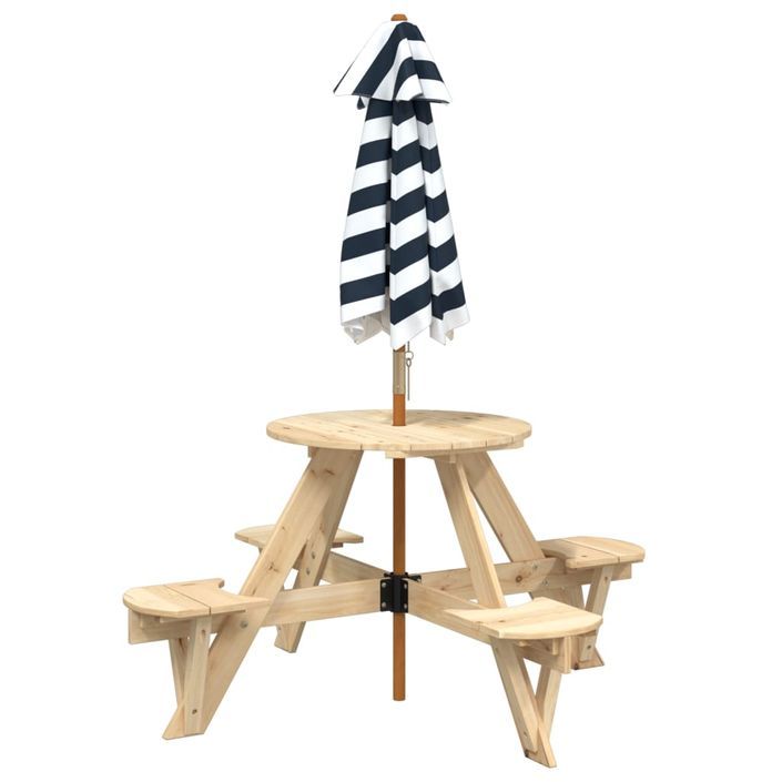 Table de pique-nique pour 4 enfants avec parasol rond sapin - Photo n°6