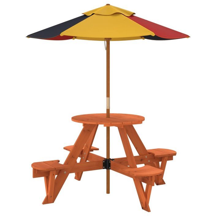 Table de pique-nique pour 4 enfants avec parasol rond sapin - Photo n°5