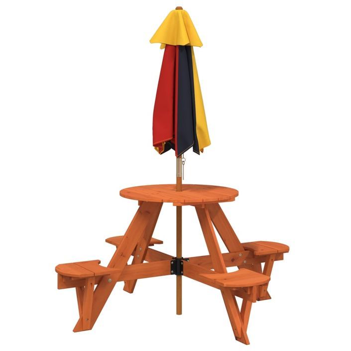 Table de pique-nique pour 4 enfants avec parasol rond sapin - Photo n°6