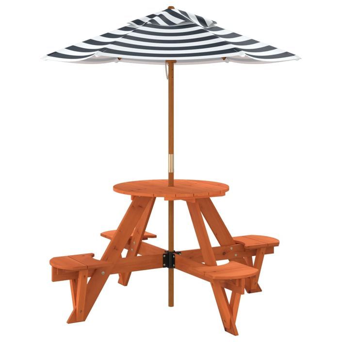 Table de pique-nique pour 4 enfants avec parasol rond sapin - Photo n°5