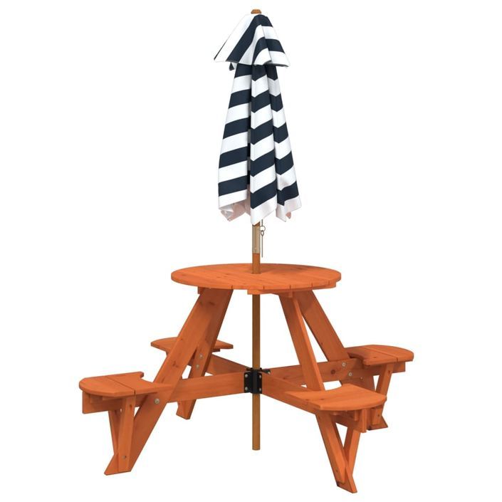 Table de pique-nique pour 4 enfants avec parasol rond sapin - Photo n°6