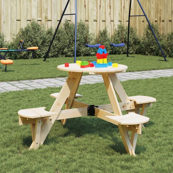 Table de pique-nique pour 4 enfants avec trou de parasol rond - Photo n°1