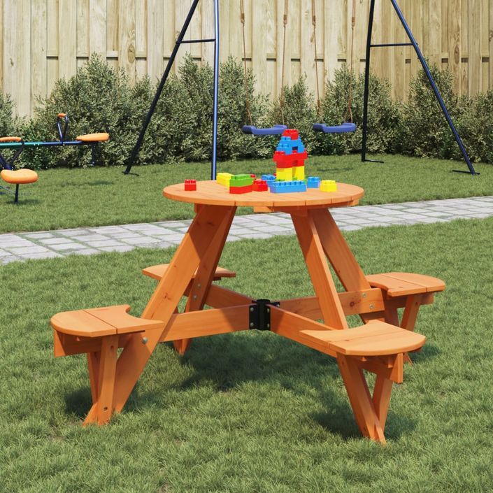 Table de pique-nique pour 4 enfants avec trou de parasol rond - Photo n°1