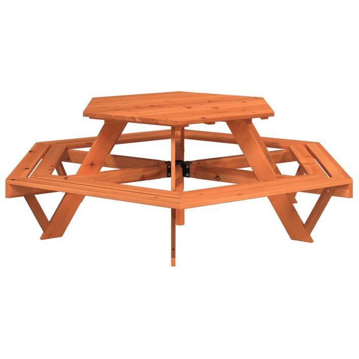 Table de pique-nique pour 6 enfants avec bancs hexagonal sapin - Photo n°2