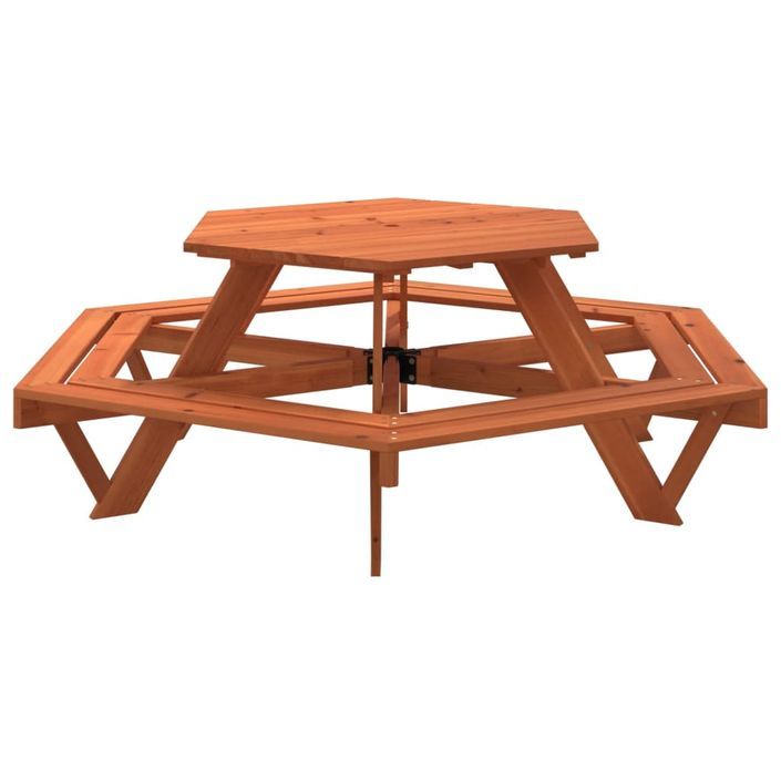 Table de pique-nique pour 6 enfants avec bancs hexagonal sapin - Photo n°6