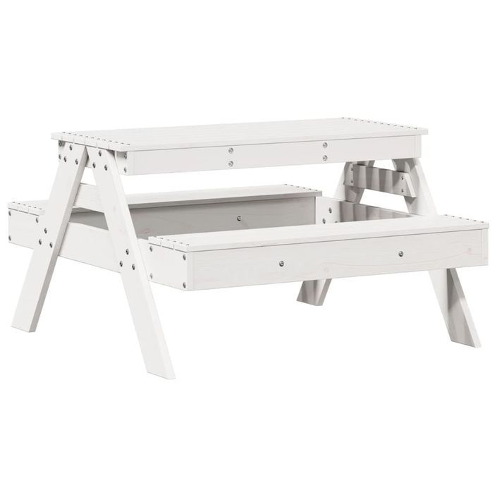 Table de pique-nique pour enfants blanc bois massif de pin - Photo n°6