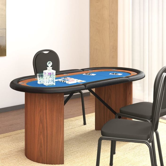 Table de poker 10 joueurs Bleu 160x80x75 cm - Photo n°1