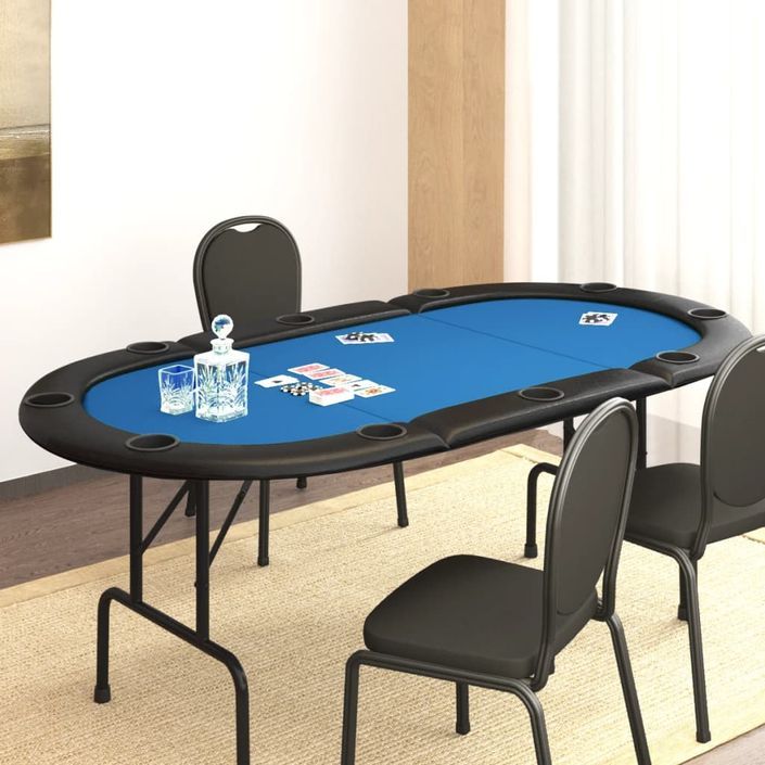Table de poker pliable 10 joueurs Bleu 206x106x75 cm - Photo n°1