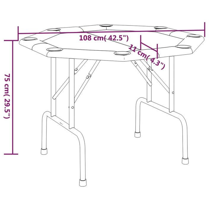 Table de poker pliable 8 joueurs Bleu 108x108x75 cm - Photo n°6