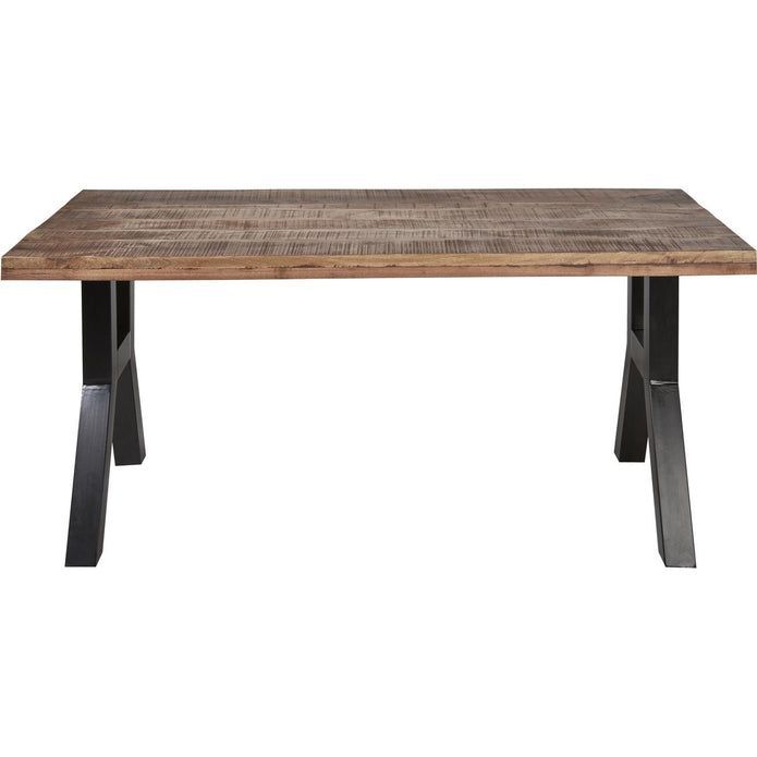 Table de repas 180 cm industrielle bois massif et pieds métal noir Menko - Photo n°2