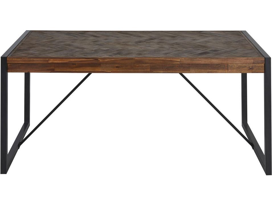Table extensible acacia massif foncé et pieds métal noir Corbin 180/230 cm - Photo n°1