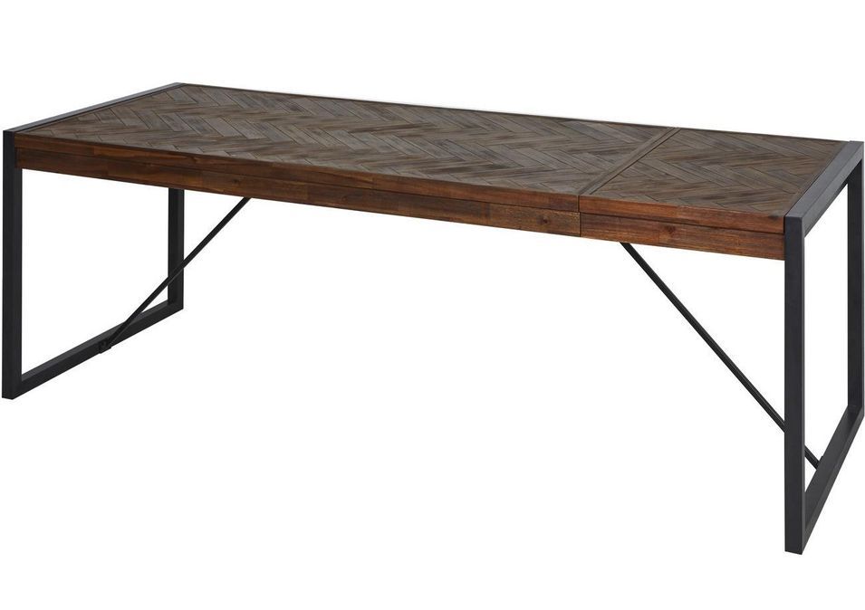 Table extensible acacia massif foncé et pieds métal noir Corbin 180/230 cm - Photo n°2