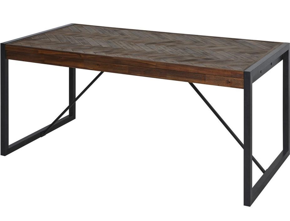 Table extensible acacia massif foncé et pieds métal noir Corbin 180/230 cm - Photo n°3