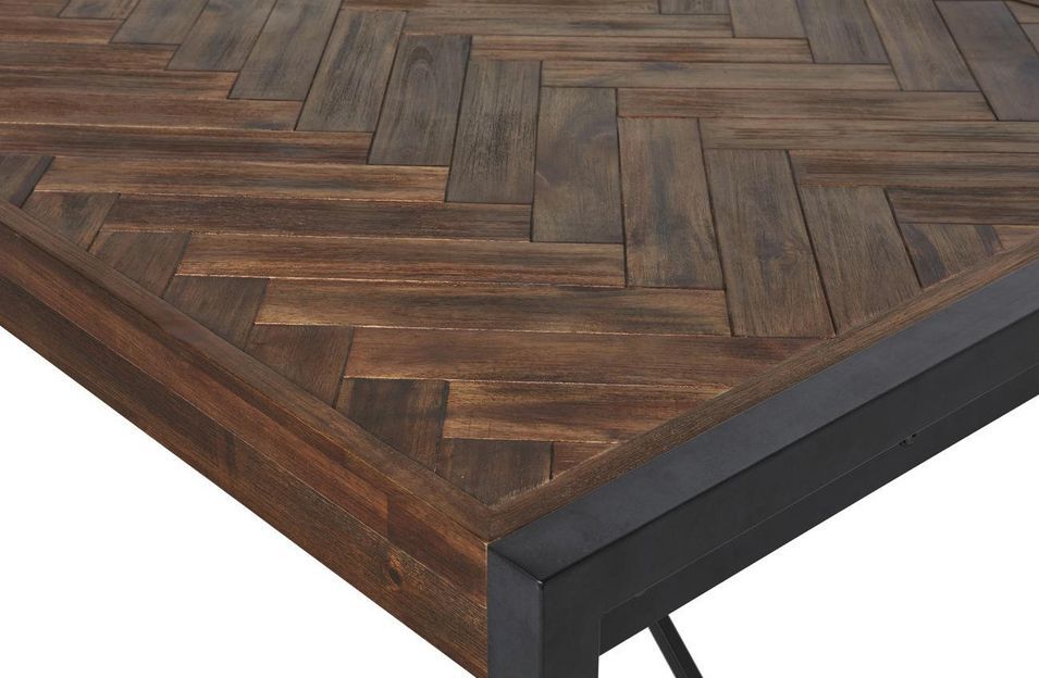 Table extensible acacia massif foncé et pieds métal noir Corbin 180/230 cm - Photo n°4