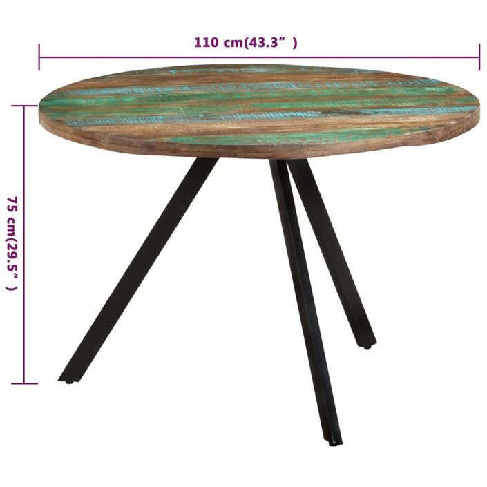 Table de salle à manger 110x75 cm Bois massif de récupération - Photo n°7