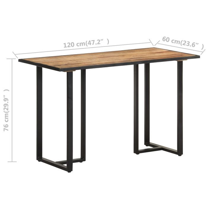 Table de salle à manger 120 cm Bois de manguier brut - Photo n°6