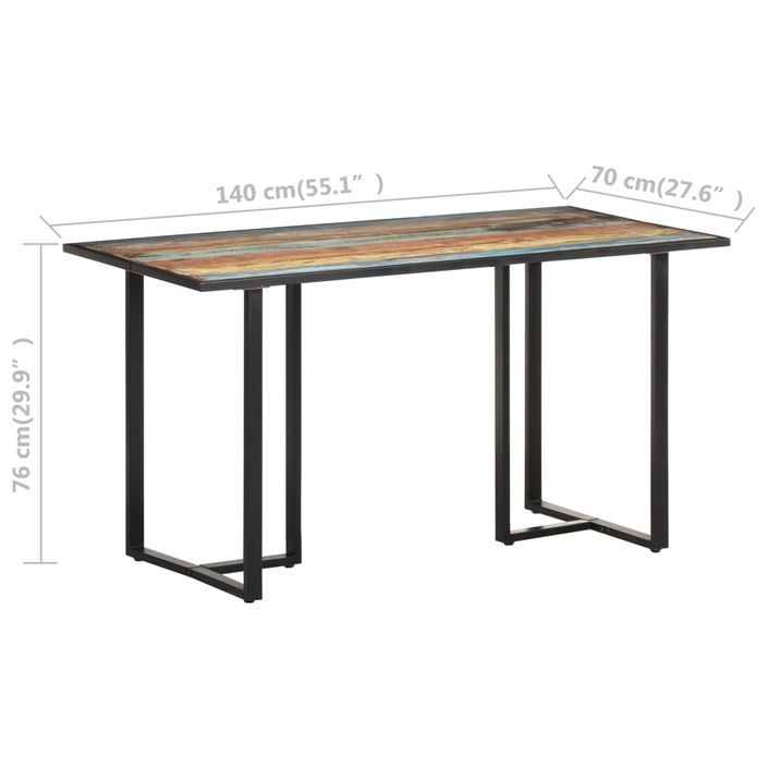 Table de salle à manger 140 cm Bois de récupération massif - Photo n°6