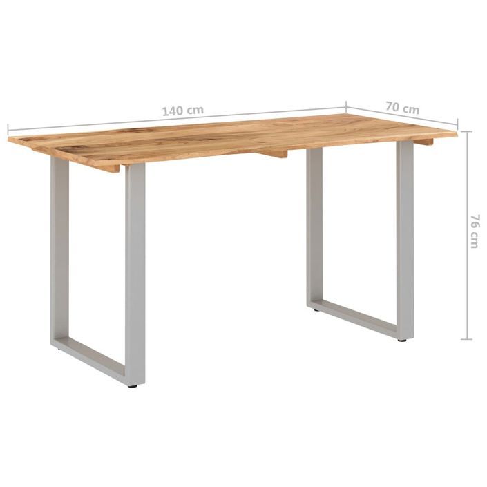 Table de salle à manger 140x70x76 cm Bois d'acacia solide 2 - Photo n°6