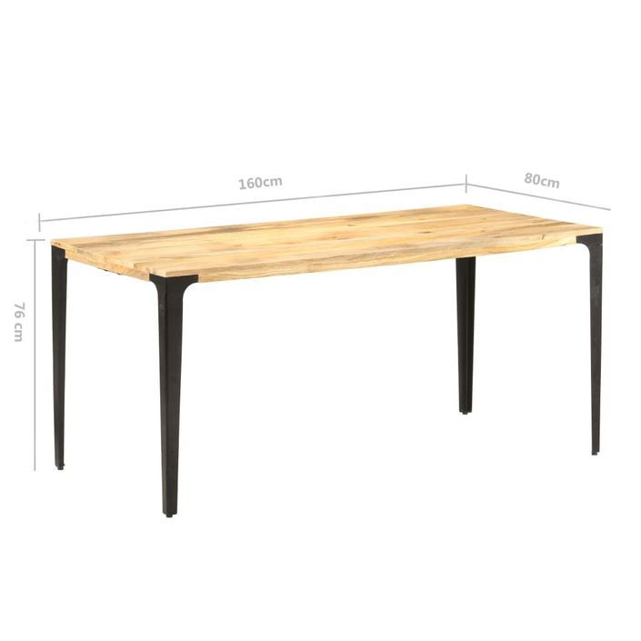 Table de salle à manger 160x80x76 cm Bois de manguier solide - Photo n°5