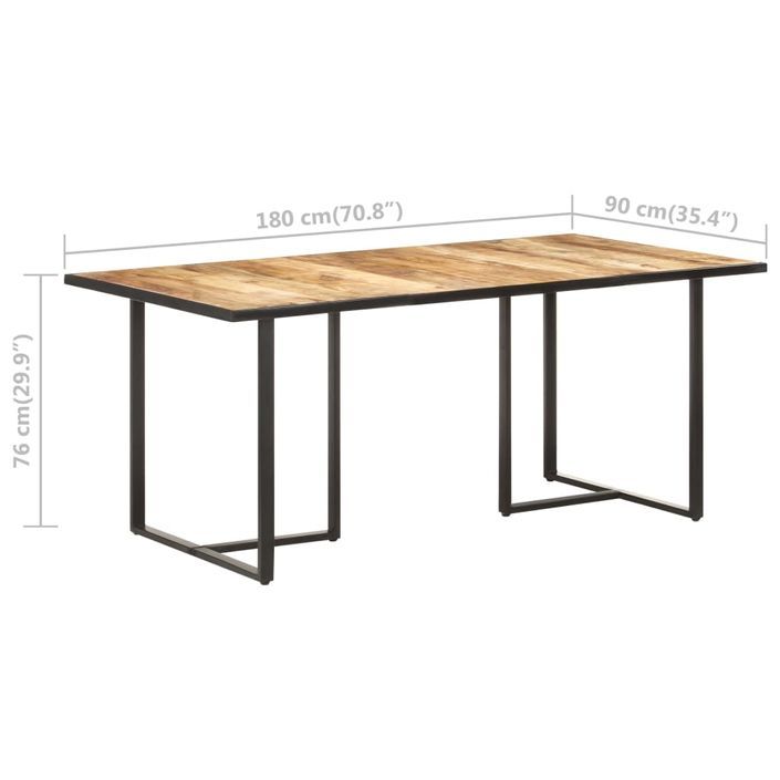 Table de salle à manger 180 cm Bois de manguier brut - Photo n°7