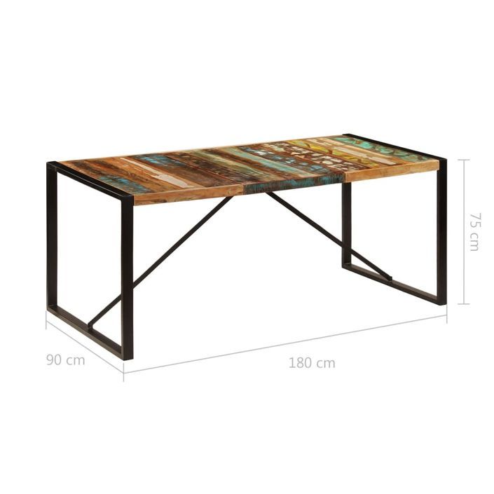 Table de salle à manger 180x90x75 cm Bois de récupération - Photo n°6