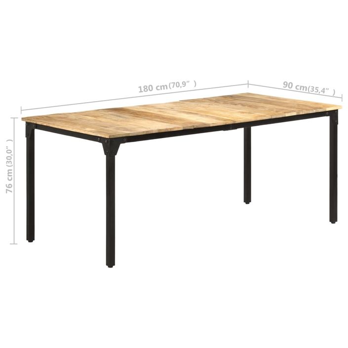 Table de salle à manger 180x90x76 cm Bois de manguier Kizzo 180 - Photo n°7