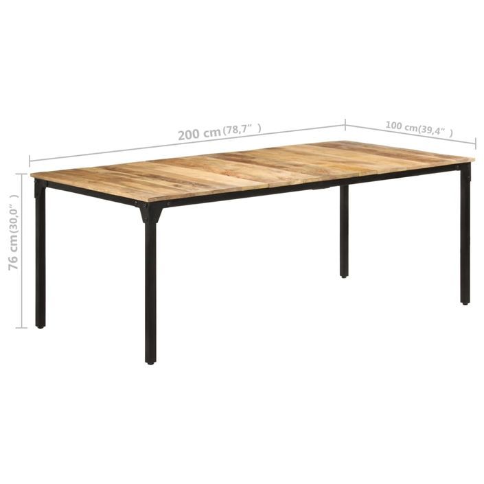 Table de salle à manger 200x100x76 cm Bois de manguier solide - Photo n°7