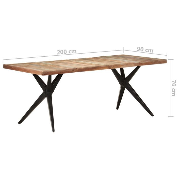 Table de salle à manger 200x90x76cm Bois de récupération solide - Photo n°6