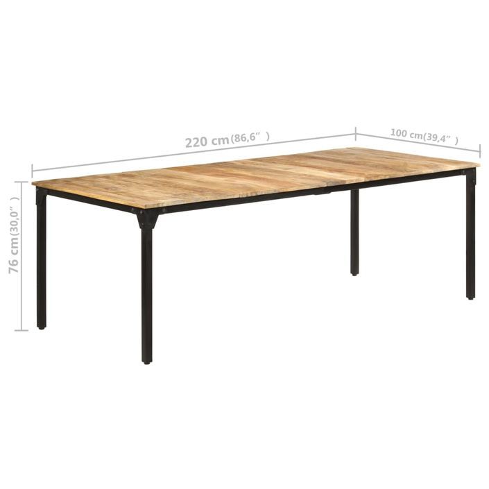 Table de salle à manger 220x100x76 cm Bois de manguier brut - Photo n°7