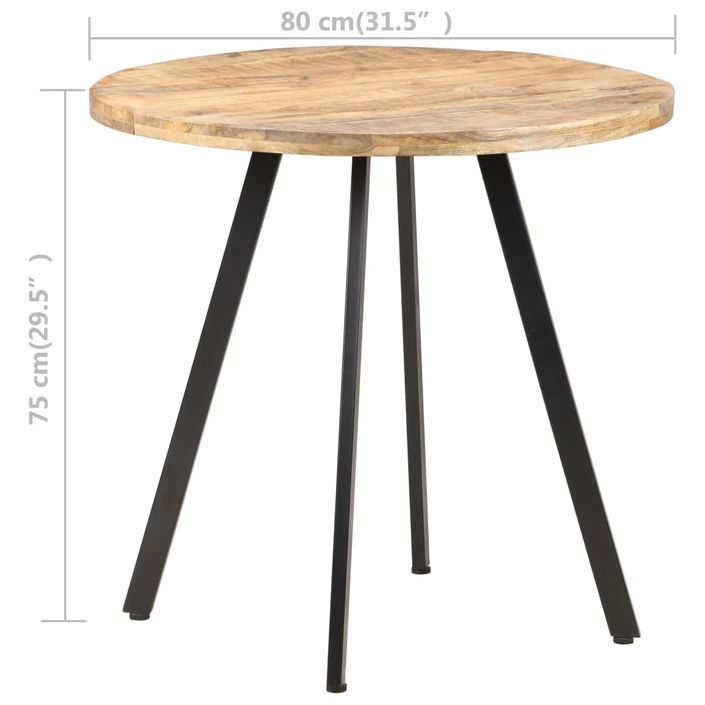 Table de salle à manger 80 cm Bois de manguier brut - Photo n°4