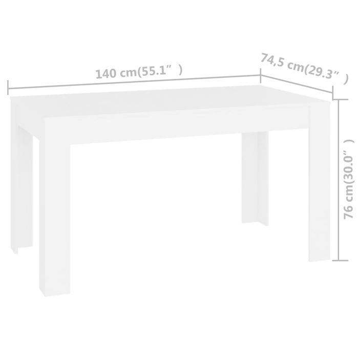 Table de salle à manger Blanc 140x74,5x76 cm - Photo n°5