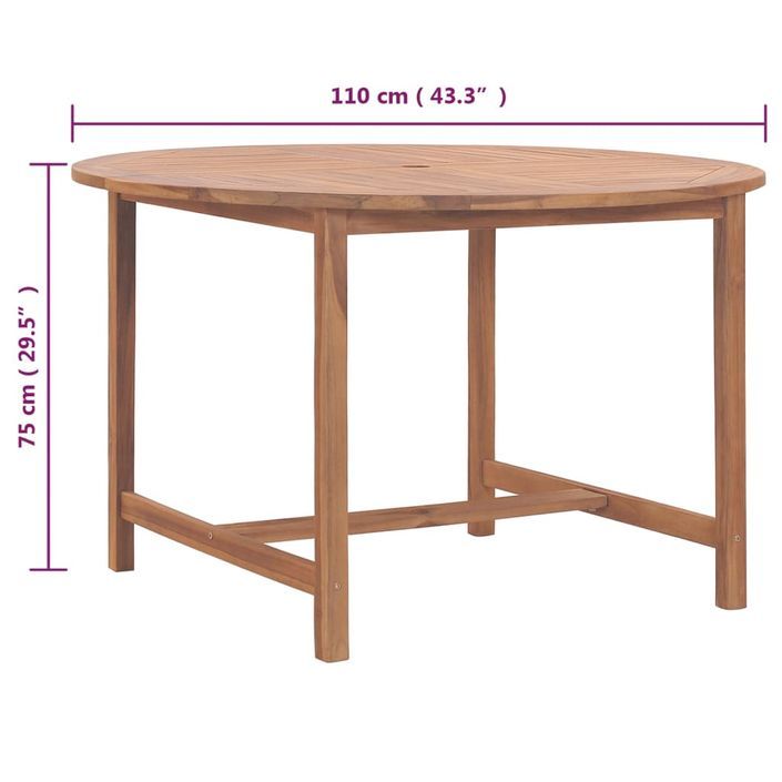 Table de salle à manger de jardin Ø110x75cm Bois massif de teck - Photo n°8