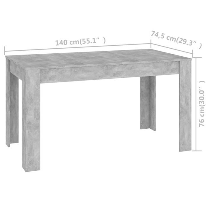 Table de salle à manger Gris béton 140x74,5x76 cm - Photo n°5