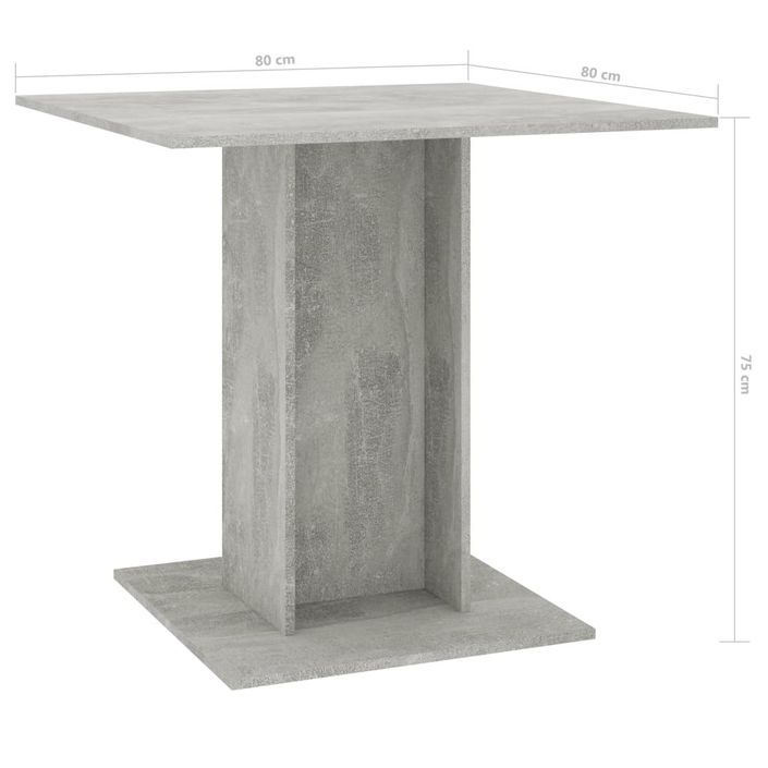 Table de salle à manger Gris béton 80 x 80 x 75 cm - Photo n°6