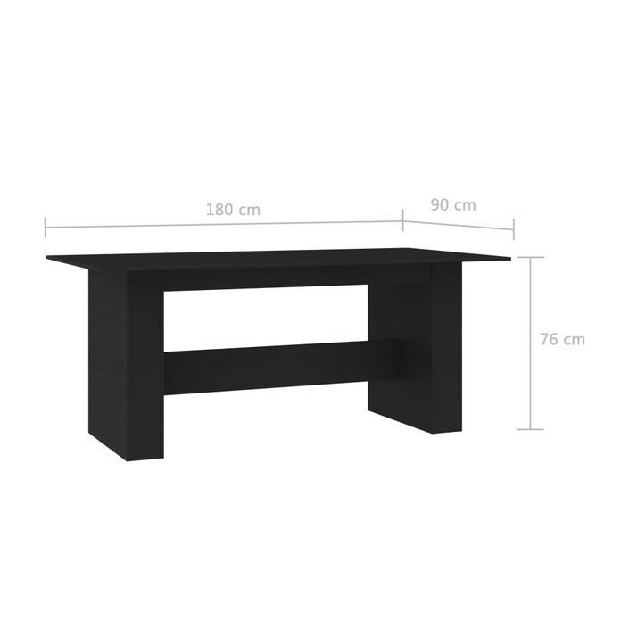 Table de salle à manger Noir 180 x 90 x 76 cm - Photo n°6